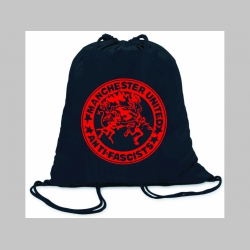 Manchester United Antifascist  ľahké sťahovacie vrecko ( batôžtek / vak ) s čiernou šnúrkou, 100% bavlna 100 g/m2, rozmery cca. 37 x 41 cm